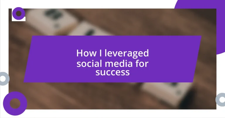 How I leveraged social media for success