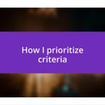 How I prioritize criteria