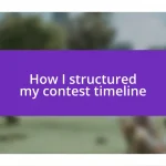 How I structured my contest timeline