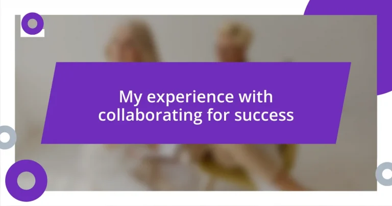 My experience with collaborating for success