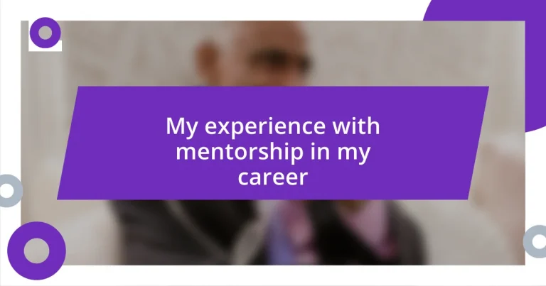 My experience with mentorship in my career