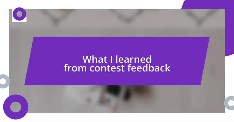 What I learned from contest feedback