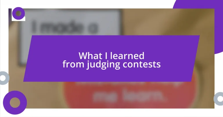 What I learned from judging contests