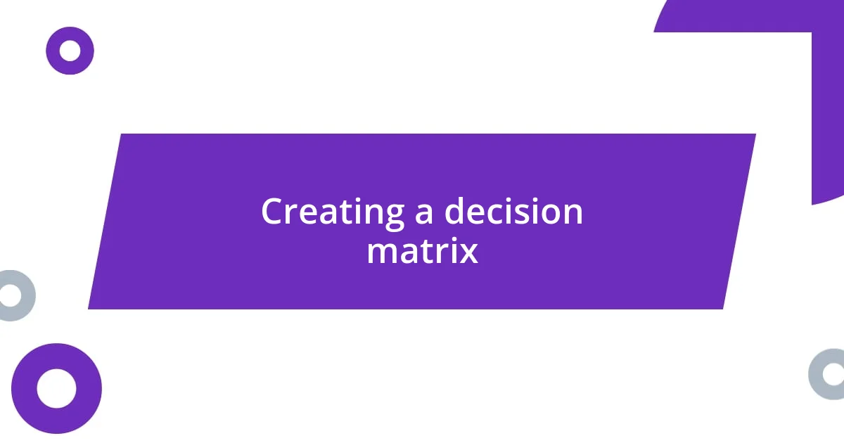 Creating a decision matrix